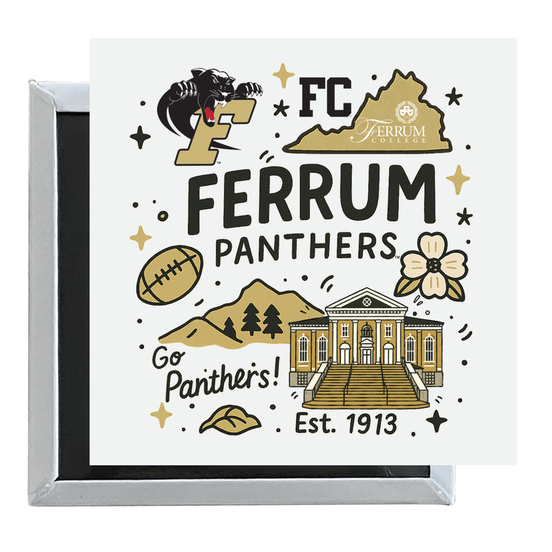 Ferrum College Officially Licensed 2.5"x 2.5" Fridge Magnet Medley Design 