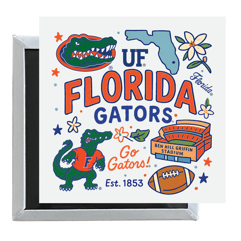 Florida Gators Officially Licensed 2.5"x 2.5" Fridge Magnet Medley Design 