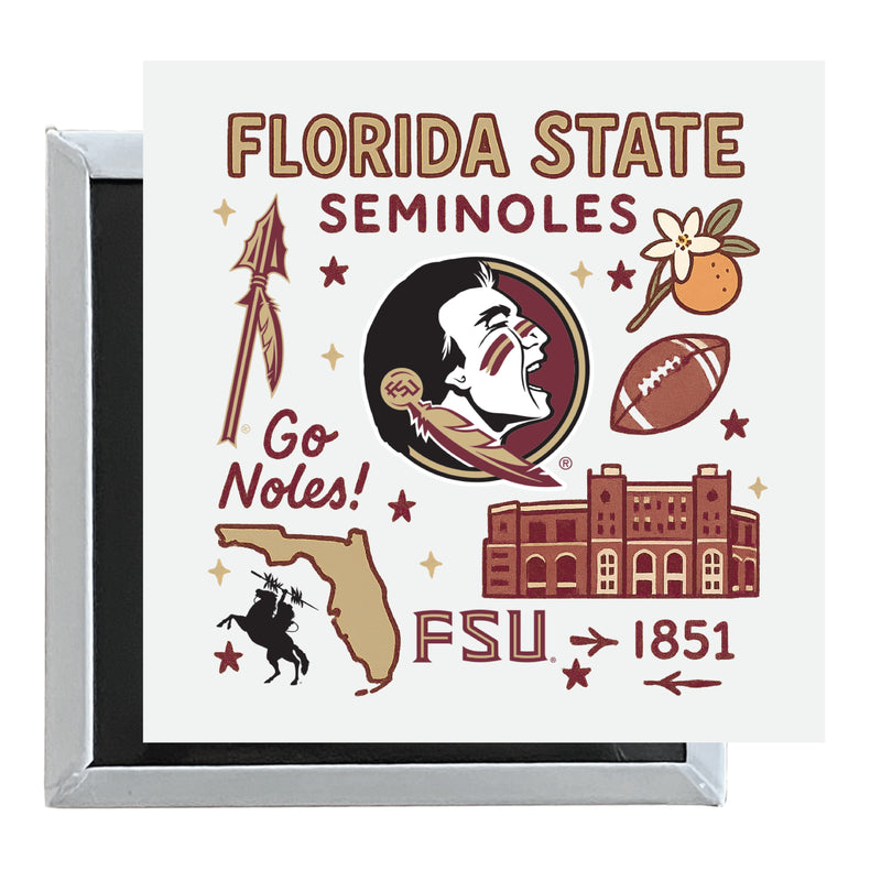 Florida State Seminoles Officially Licensed 2.5"x 2.5" Fridge Magnet Medley Design 