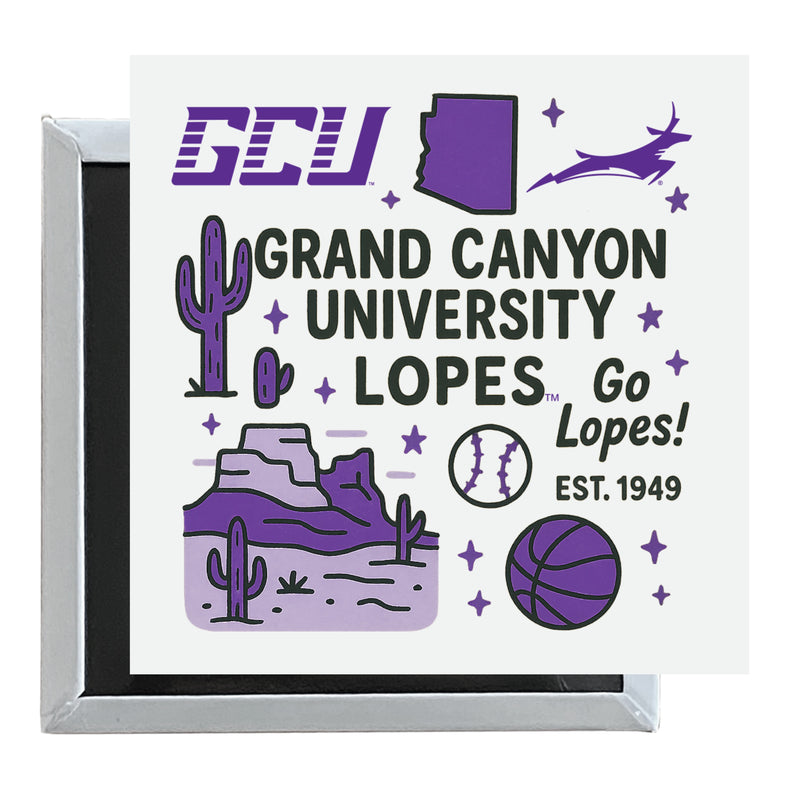 Grand Canyon University Lopes Officially Licensed 2.5"x 2.5" Fridge Magnet Medley Design 