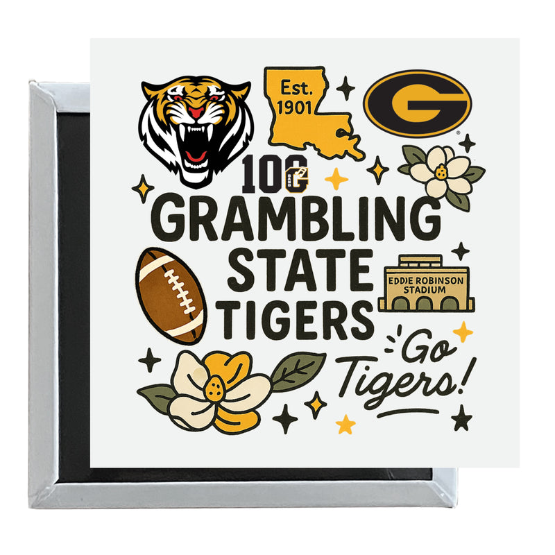 Grambling State Tigers Officially Licensed 2.5"x 2.5" Fridge Magnet Medley Design 