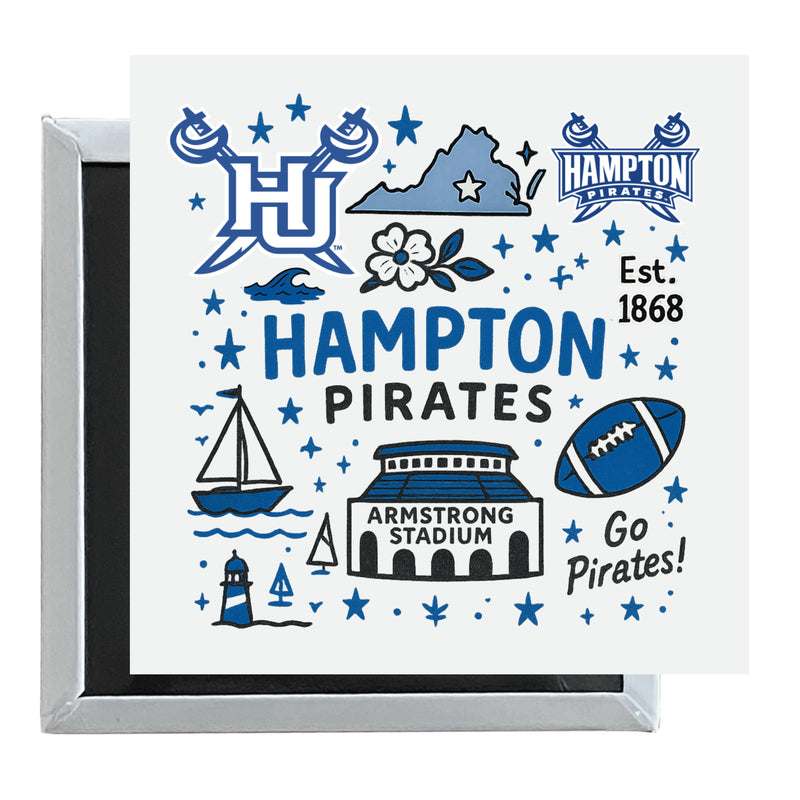 Hampton University Officially Licensed 2.5"x 2.5" Fridge Magnet Medley Design 