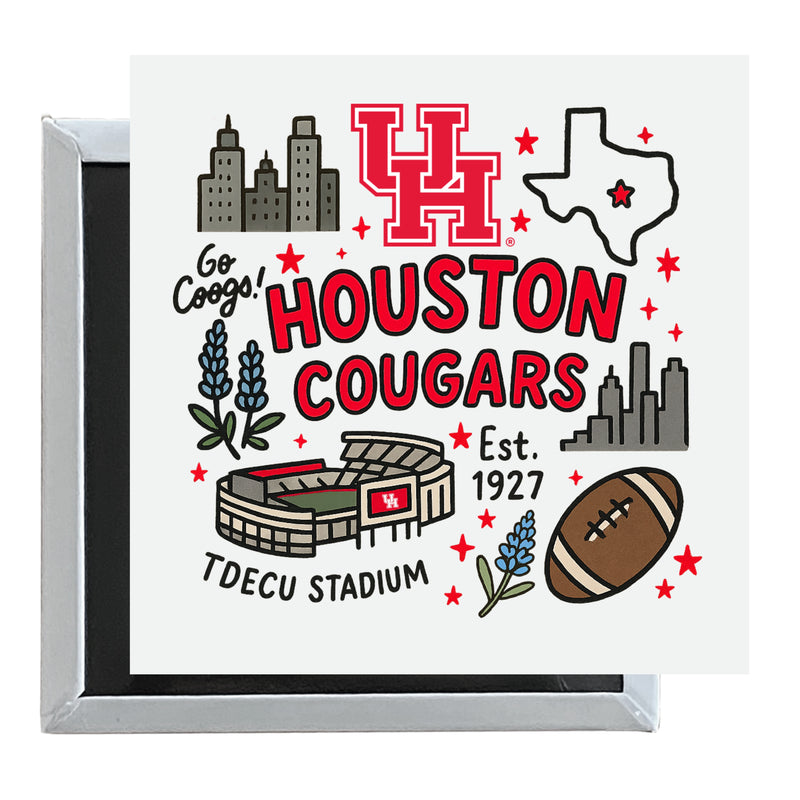 University of Houston Officially Licensed 2.5"x 2.5" Fridge Magnet Medley Design 
