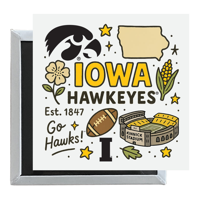 Iowa Hawkeyes Officially Licensed 2.5"x 2.5" Fridge Magnet Medley Design 