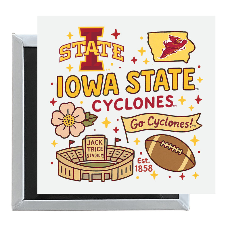 Iowa State Cyclones Officially Licensed 2.5"x 2.5" Fridge Magnet Medley Design 