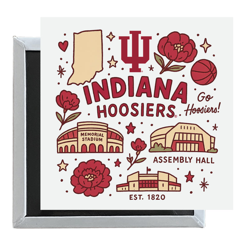 Indiana Hoosiers Officially Licensed 2.5"x 2.5" Fridge Magnet Medley Design 