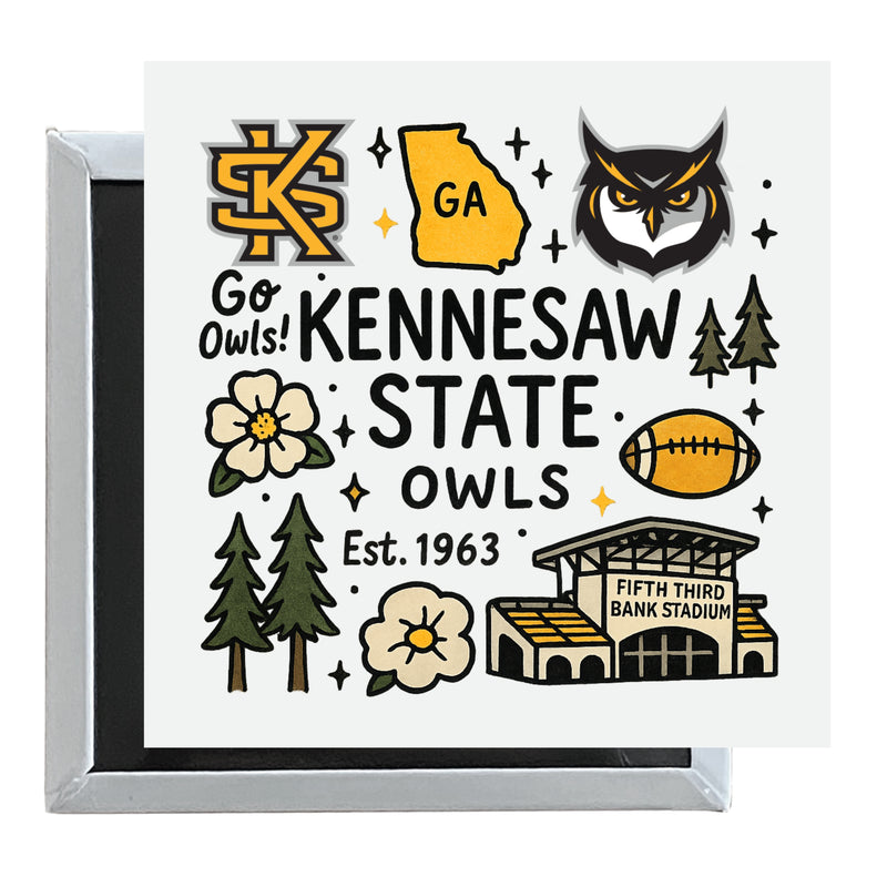 Kennesaw State University Officially Licensed 2.5"x 2.5" Fridge Magnet Medley Design 