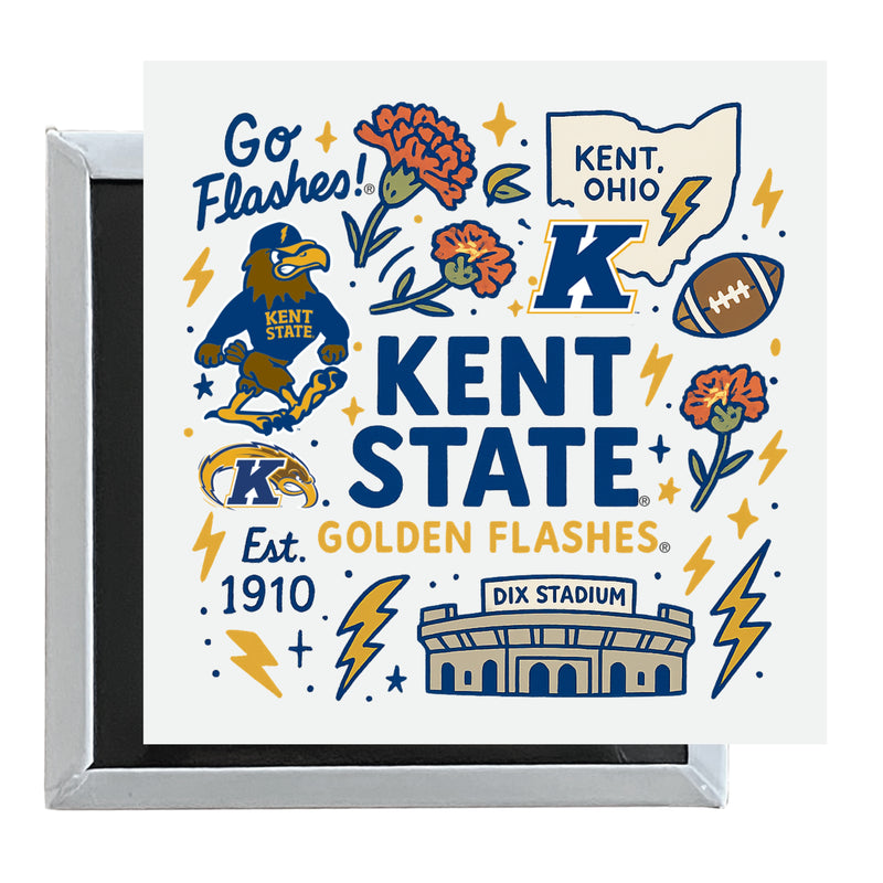Kent State University Officially Licensed 2.5"x 2.5" Fridge Magnet Medley Design 