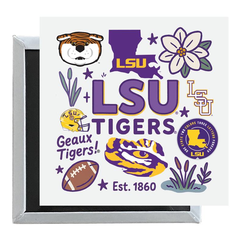 LSU Tigers Officially Licensed 2.5"x 2.5" Fridge Magnet Medley Design 