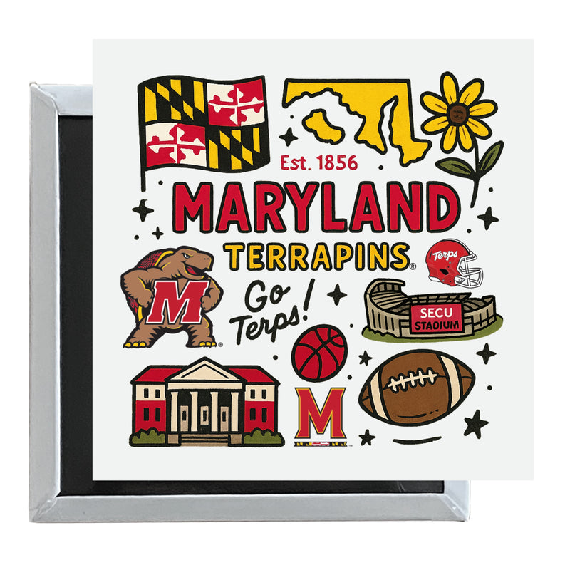 Maryland Terrapins Officially Licensed 2.5"x 2.5" Fridge Magnet Medley Design 
