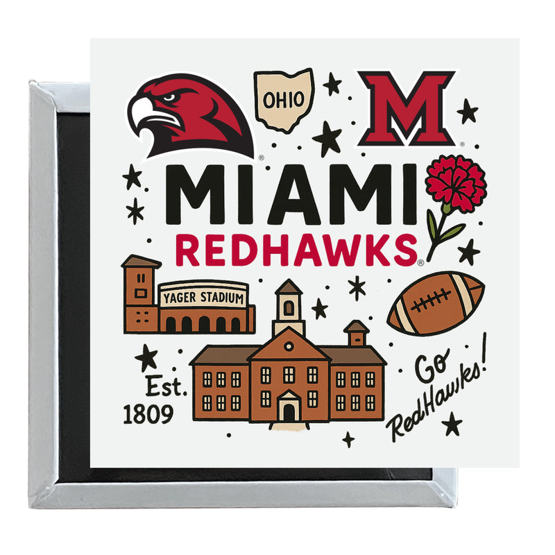 Miami University of Ohio Officially Licensed 2.5"x 2.5" Fridge Magnet Medley Design 