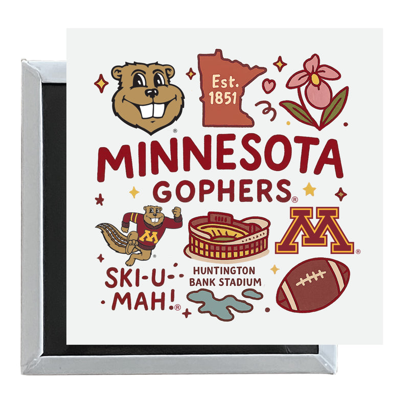 Minnesota Gophers Officially Licensed 2.5"x 2.5" Fridge Magnet Medley Design 