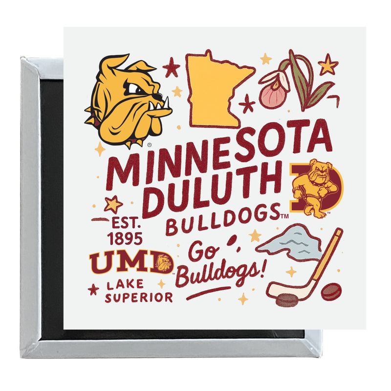 Minnesota Duluth Bulldogs Officially Licensed 2.5"x 2.5" Fridge Magnet Medley Design 
