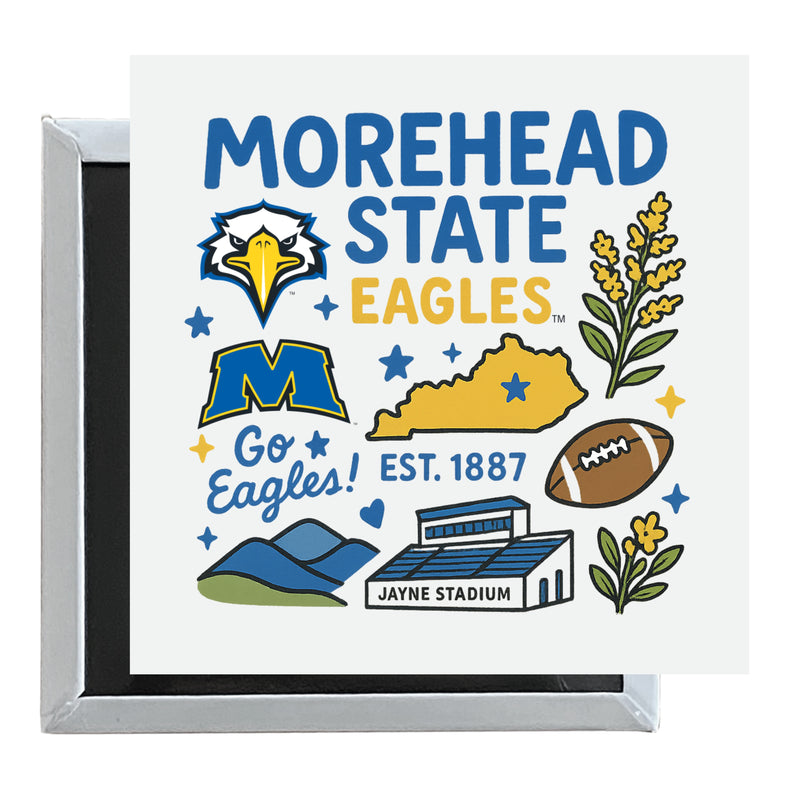 Morehead State University Officially Licensed 2.5"x 2.5" Fridge Magnet Medley Design 