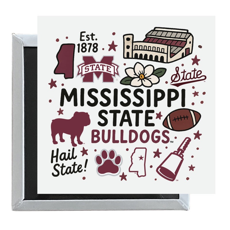Mississippi State Bulldogs Officially Licensed 2.5"x 2.5" Fridge Magnet Medley Design 