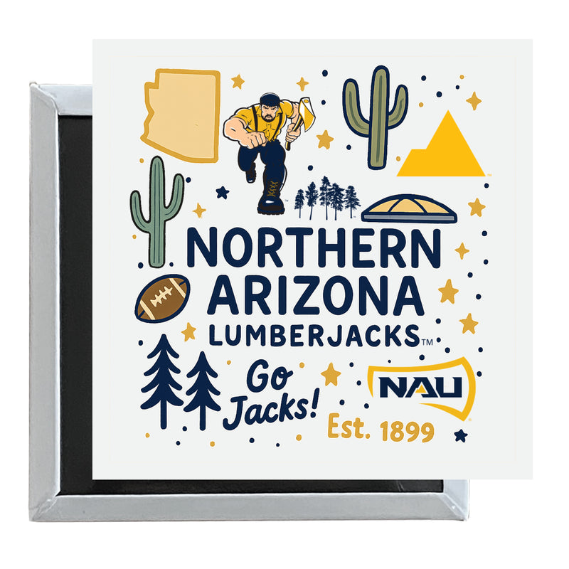 Northern Arizona University Officially Licensed 2.5"x 2.5" Fridge Magnet Medley Design 