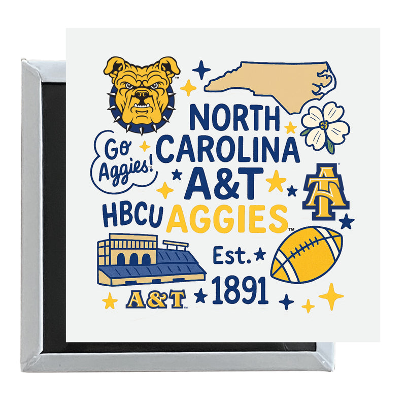 North Carolina A&T State Aggies Officially Licensed 2.5"x 2.5" Fridge Magnet Medley Design 