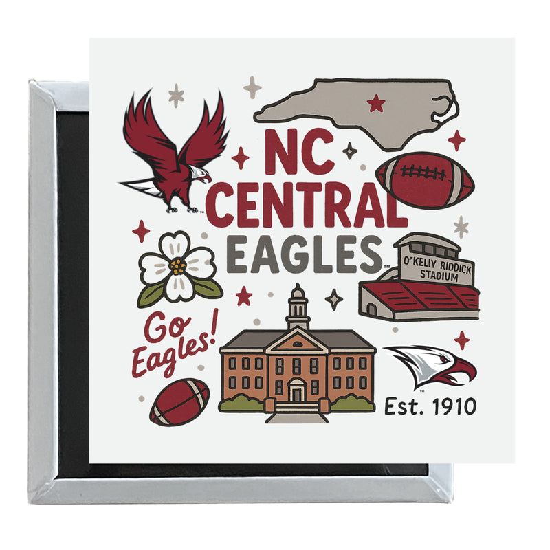 North Carolina Central Eagles Officially Licensed 2.5"x 2.5" Fridge Magnet Medley Design 