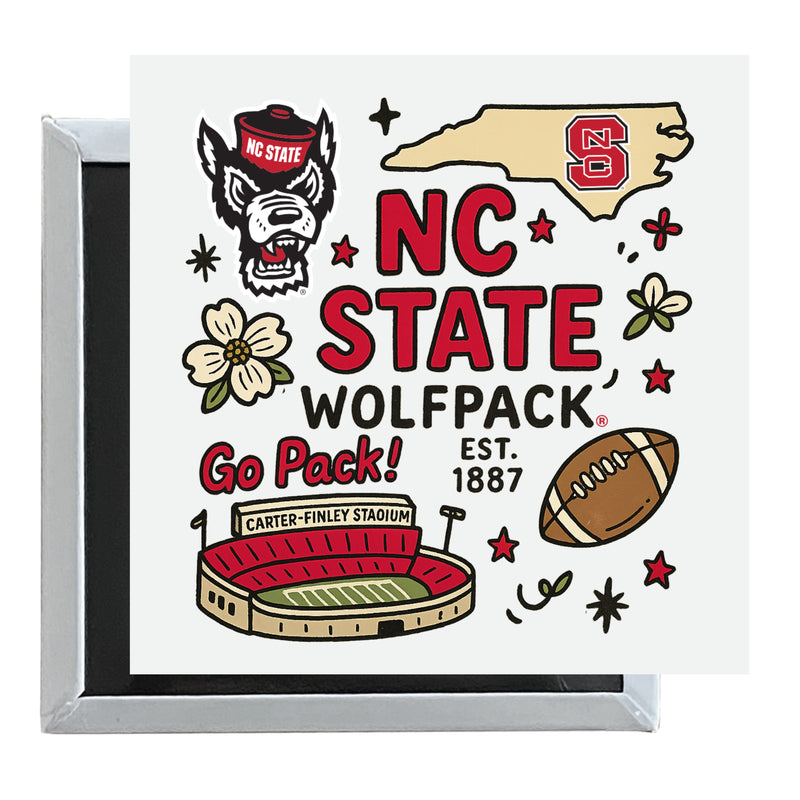 NC State Wolfpack Officially Licensed 2.5"x 2.5" Fridge Magnet Medley Design 