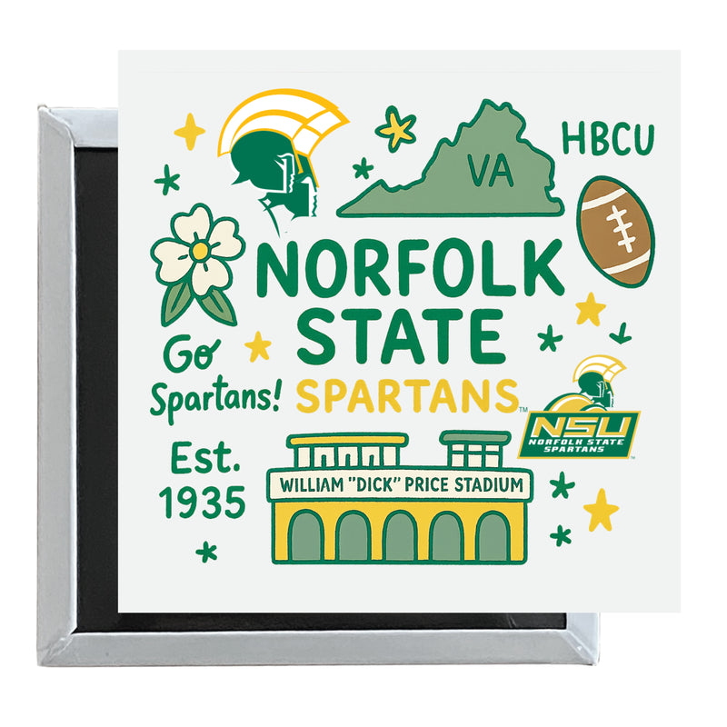 Norfolk State University Officially Licensed 2.5"x 2.5" Fridge Magnet Medley Design 
