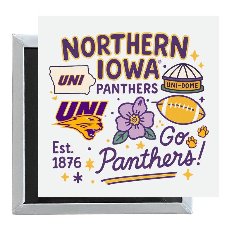 Northern Iowa Panthers Officially Licensed 2.5"x 2.5" Fridge Magnet Medley Design 