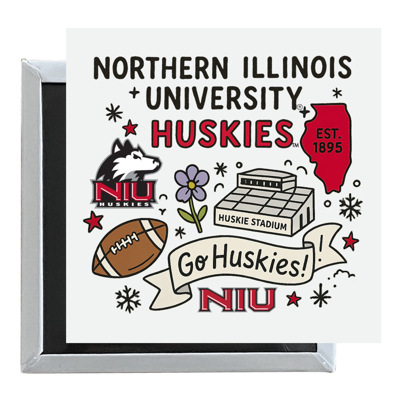 Northern Illinois Huskies Officially Licensed 2.5"x 2.5" Fridge Magnet Medley Design 