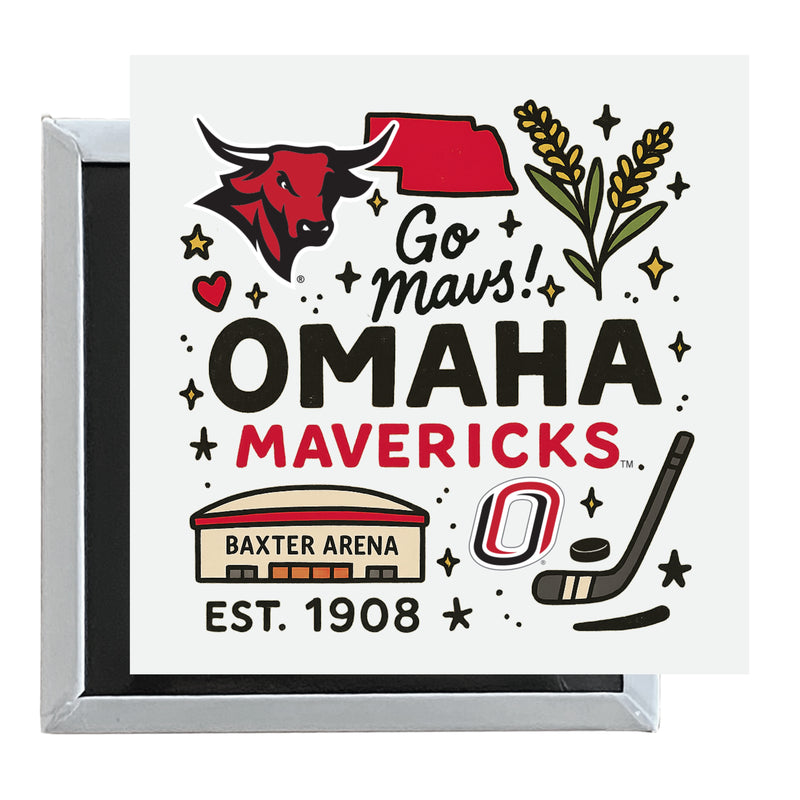 Nebraska at Omaha Officially Licensed 2.5"x 2.5" Fridge Magnet Medley Design 