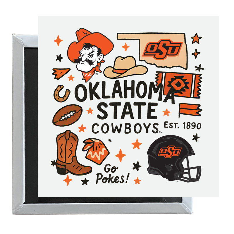 Oklahoma State Cowboys Officially Licensed 2.5"x 2.5" Fridge Magnet Medley Design 