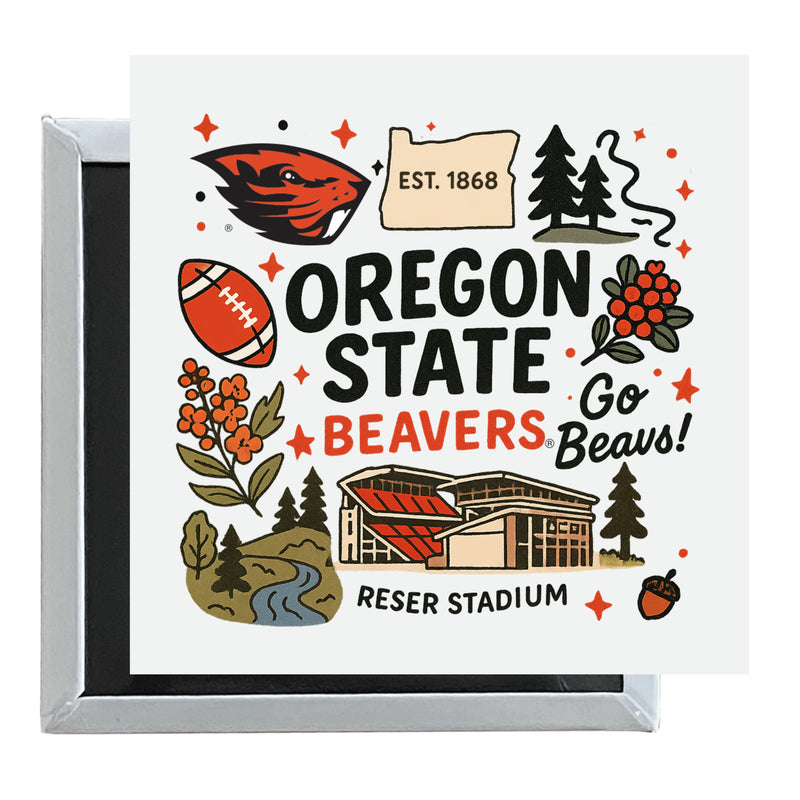 Oregon State Beavers Officially Licensed 2.5"x 2.5" Fridge Magnet Medley Design 