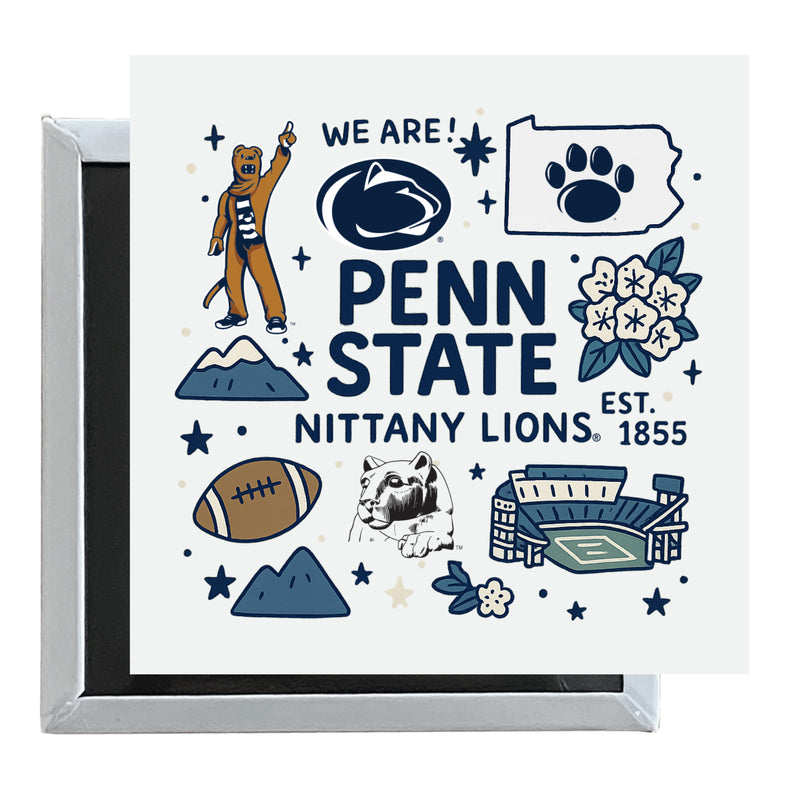 Penn State Nittany Lions Officially Licensed 2.5"x 2.5" Fridge Magnet Medley Design 