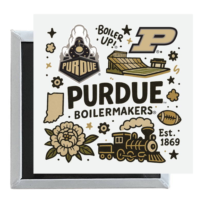 Purdue Boilermakers Officially Licensed 2.5"x 2.5" Fridge Magnet Medley Design 