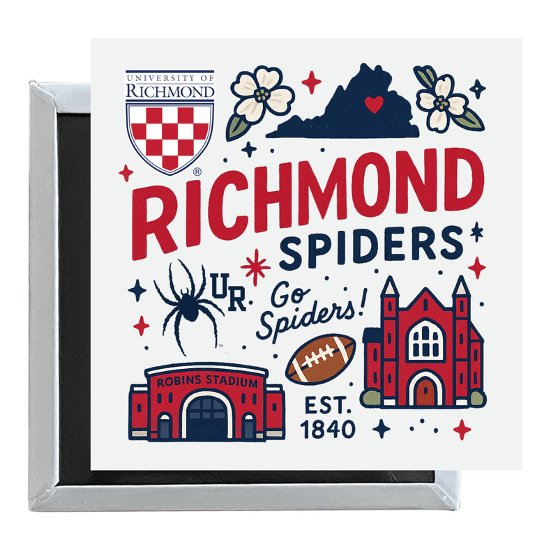 Richmond Spiders Officially Licensed 2.5"x 2.5" Fridge Magnet Medley Design 