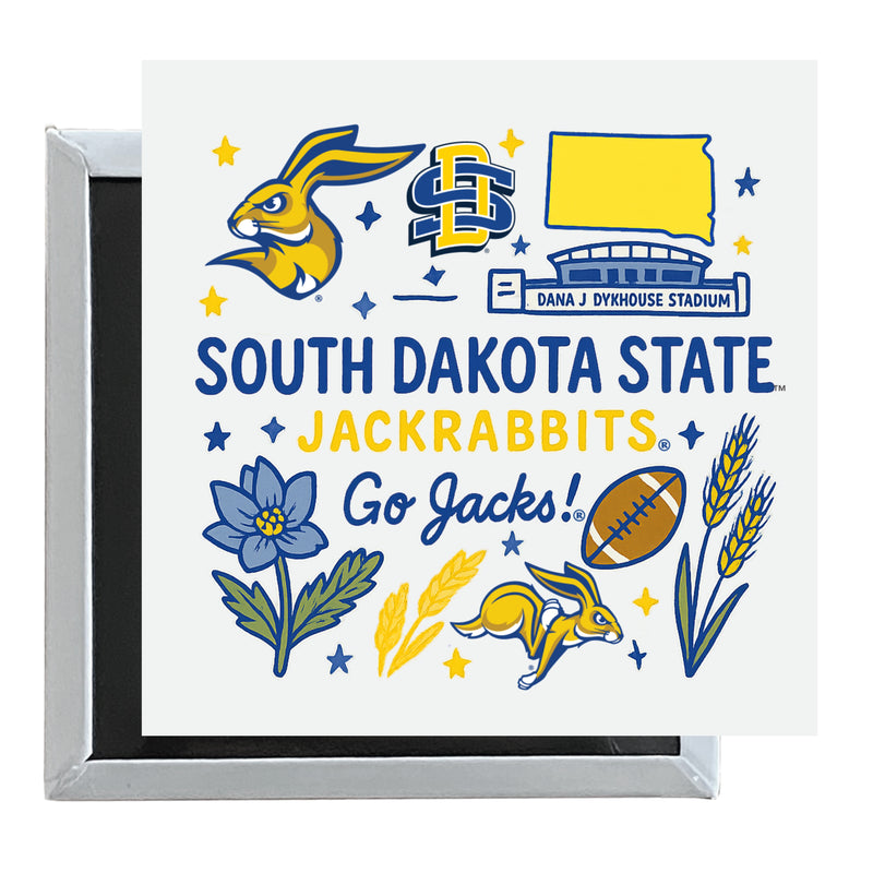 South Dakota State Jackrabbits Officially Licensed 2.5"x 2.5" Fridge Magnet Medley Design 