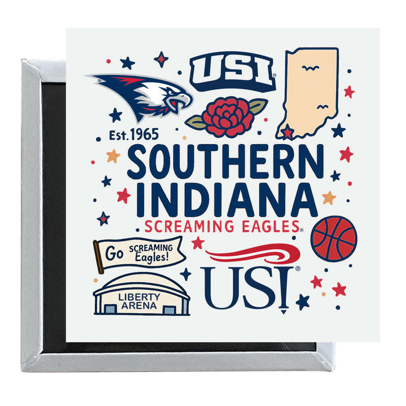 University of Southern Indiana Officially Licensed 2.5"x 2.5" Fridge Magnet Medley Design 