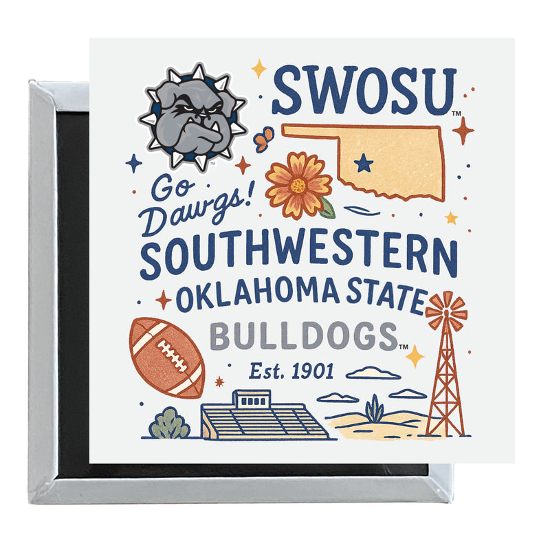 Southwestern Oklahoma State University Officially Licensed 2.5"x 2.5" Fridge Magnet Medley Design 