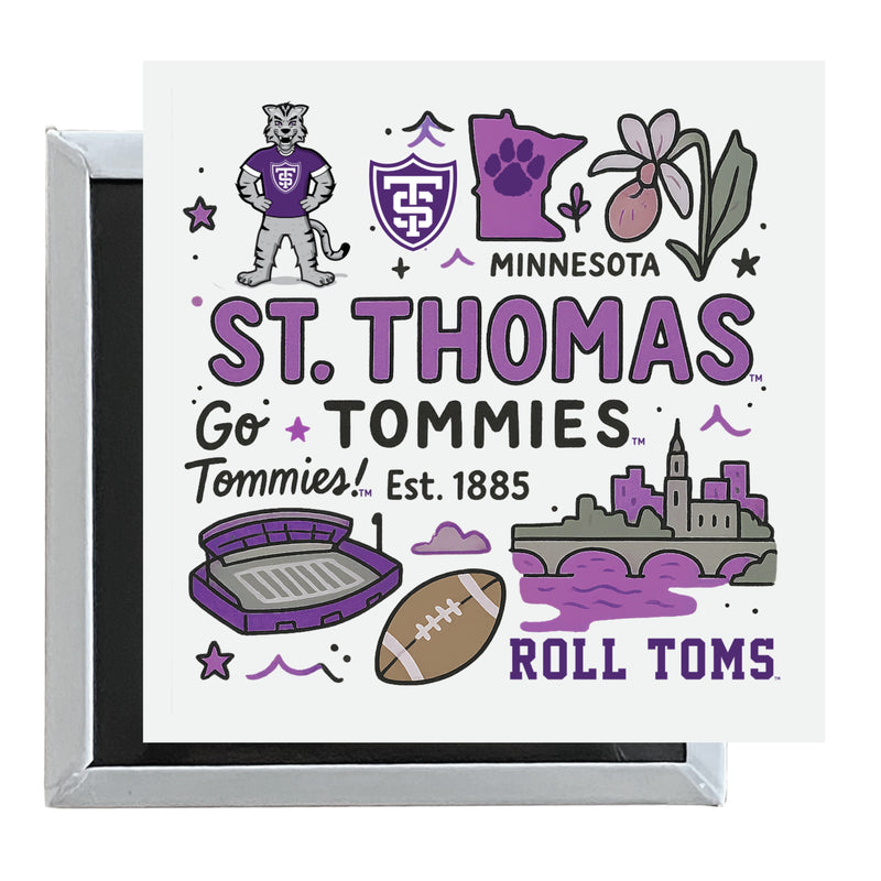 University of St. Thomas Officially Licensed 2.5"x 2.5" Fridge Magnet Medley Design 