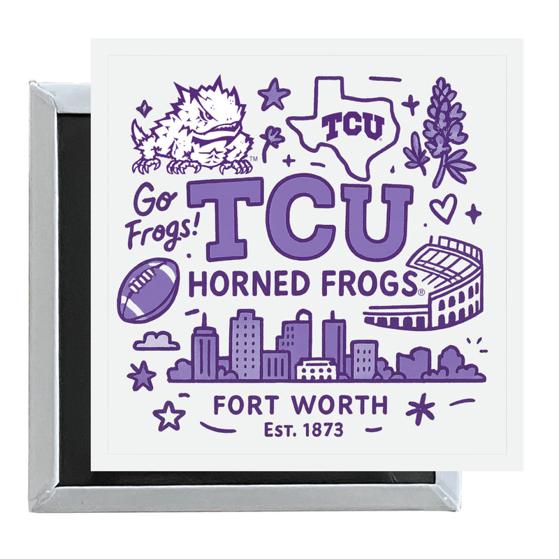 Texas Christian University Officially Licensed 2.5"x 2.5" Fridge Magnet Medley Design 