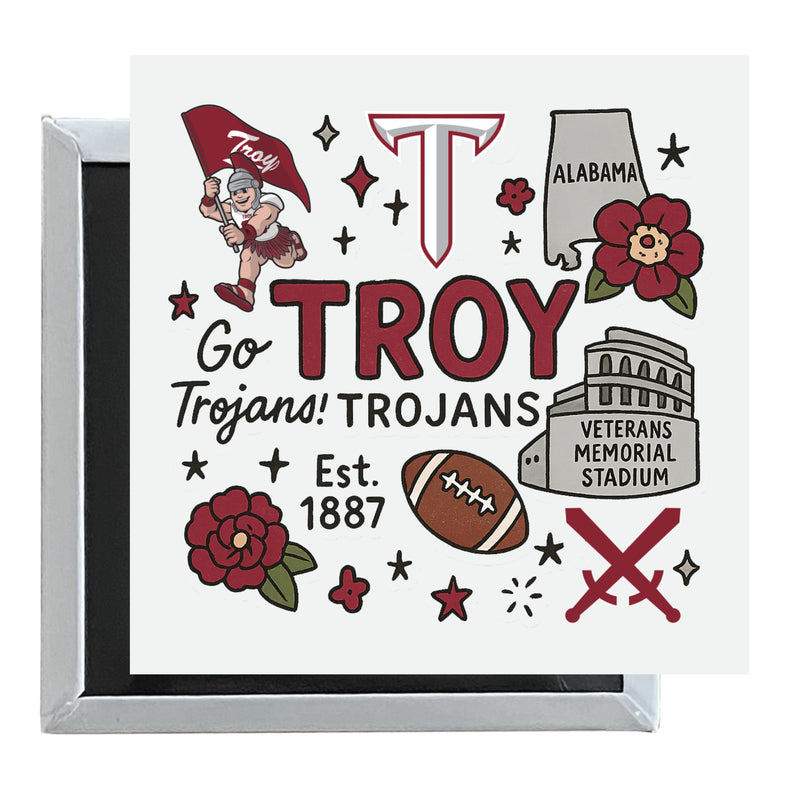 Troy University Officially Licensed 2.5"x 2.5" Fridge Magnet Medley Design 