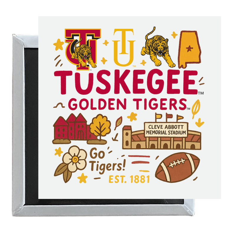 Tuskegee University Officially Licensed 2.5"x 2.5" Fridge Magnet Medley Design 