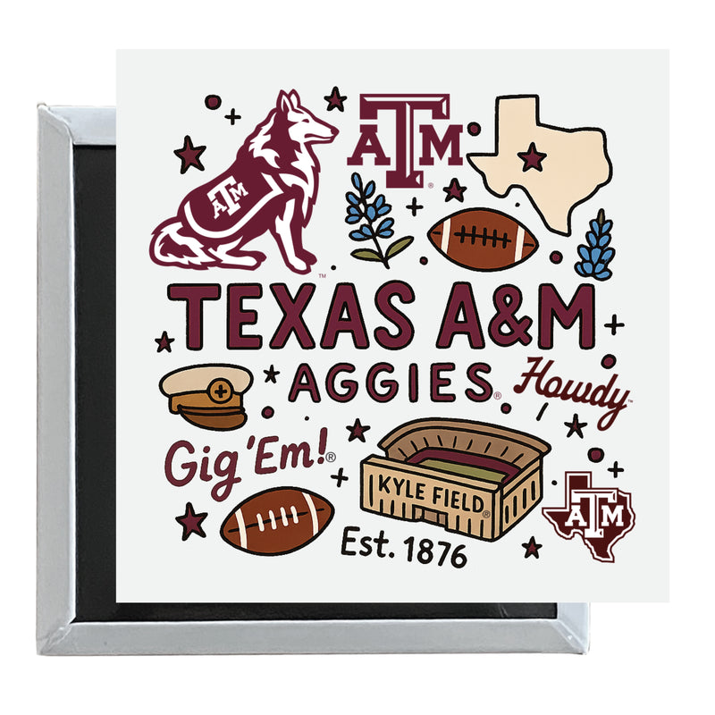 Texas A&M Aggies Officially Licensed 2.5"x 2.5" Fridge Magnet Medley Design 