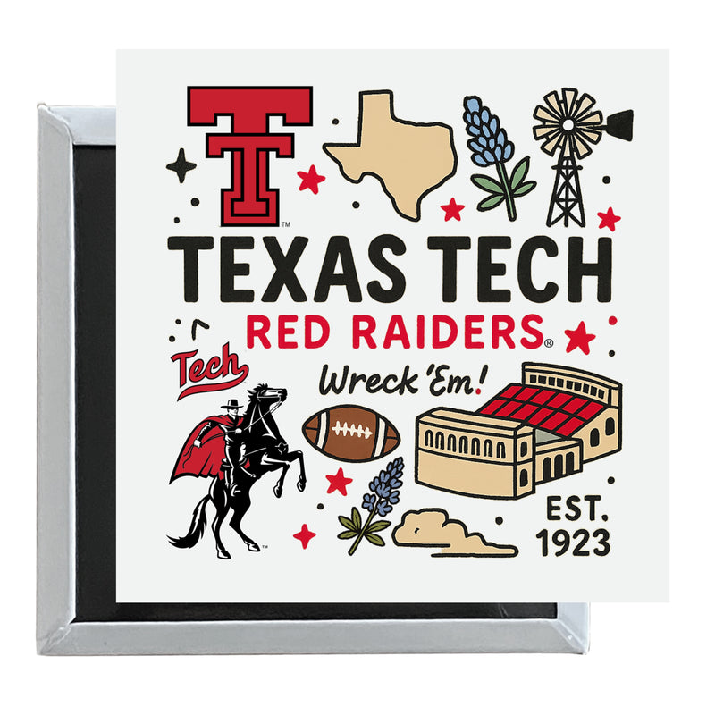 Texas Tech Red Raiders Officially Licensed 2.5"x 2.5" Fridge Magnet Medley Design 