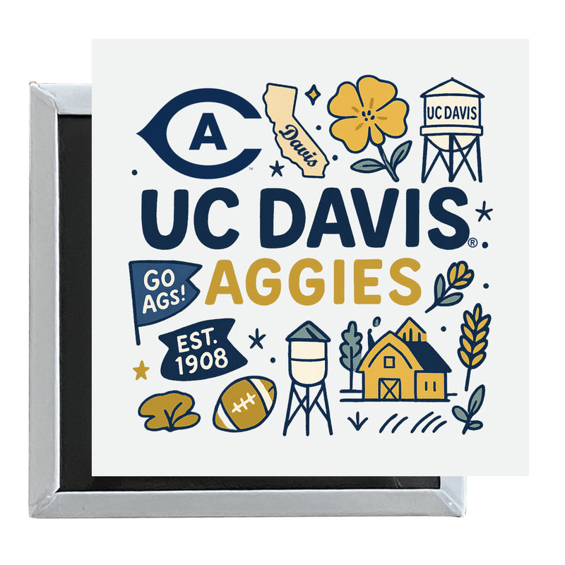 UC Davis Aggies Officially Licensed 2.5"x 2.5" Fridge Magnet Medley Design 
