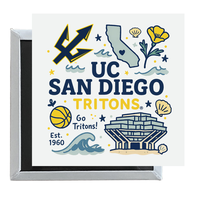 UC San Diego Officially Licensed 2.5"x 2.5" Fridge Magnet Medley Design 