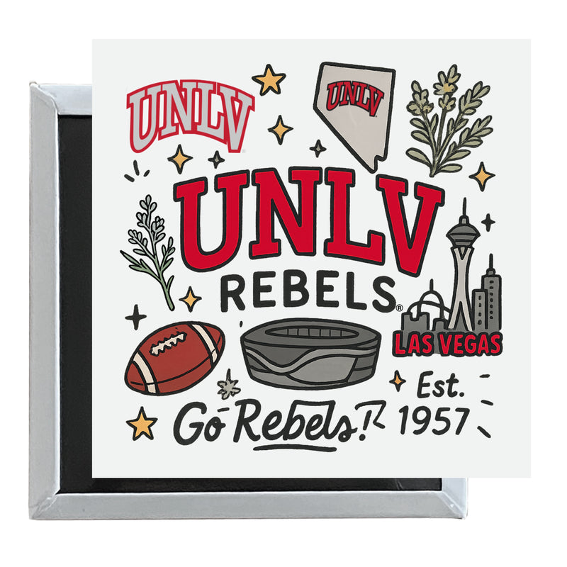 UNLV Rebels Officially Licensed 2.5"x 2.5" Fridge Magnet Medley Design 