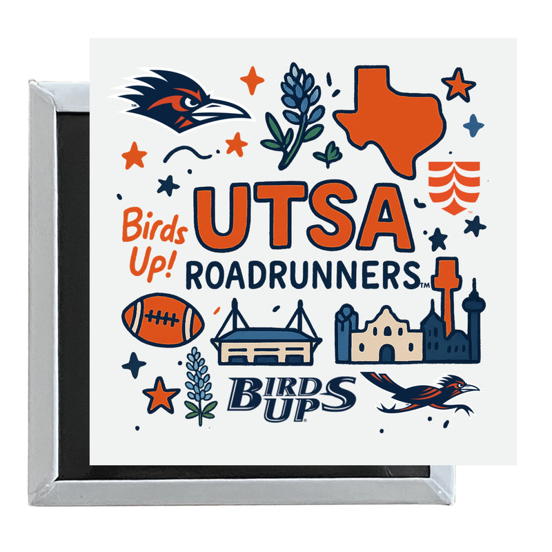 UTSA Roadrunners Officially Licensed 2.5"x 2.5" Fridge Magnet Medley Design 