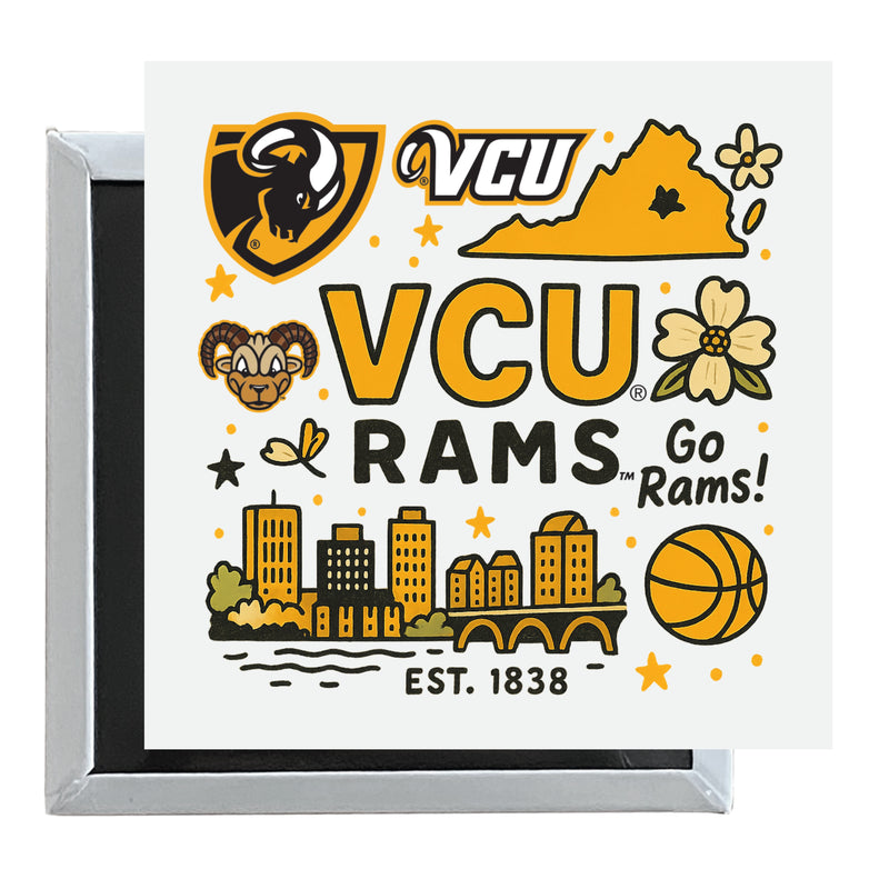 Virginia Commonwealth Officially Licensed 2.5"x 2.5" Fridge Magnet Medley Design 