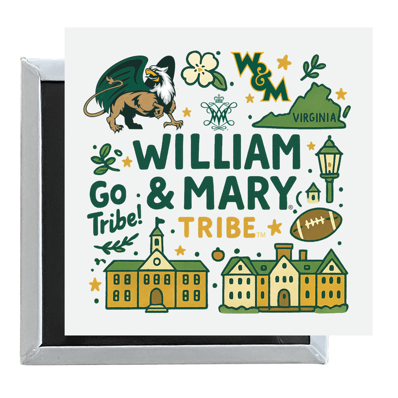 William and Mary Officially Licensed 2.5"x 2.5" Fridge Magnet Medley Design 