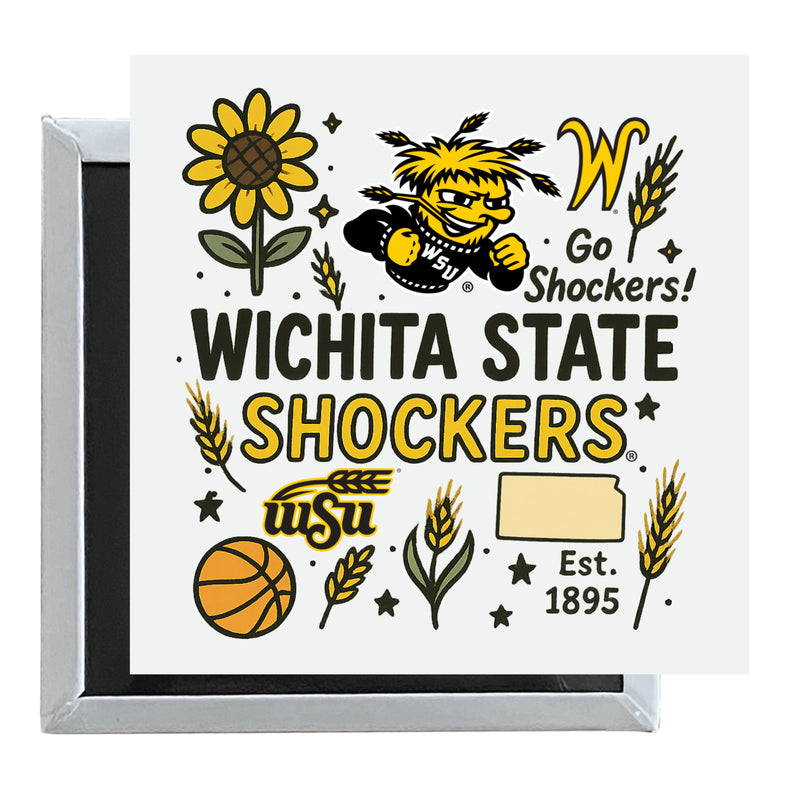 Wichita State Shockers Officially Licensed 2.5"x 2.5" Fridge Magnet Medley Design 