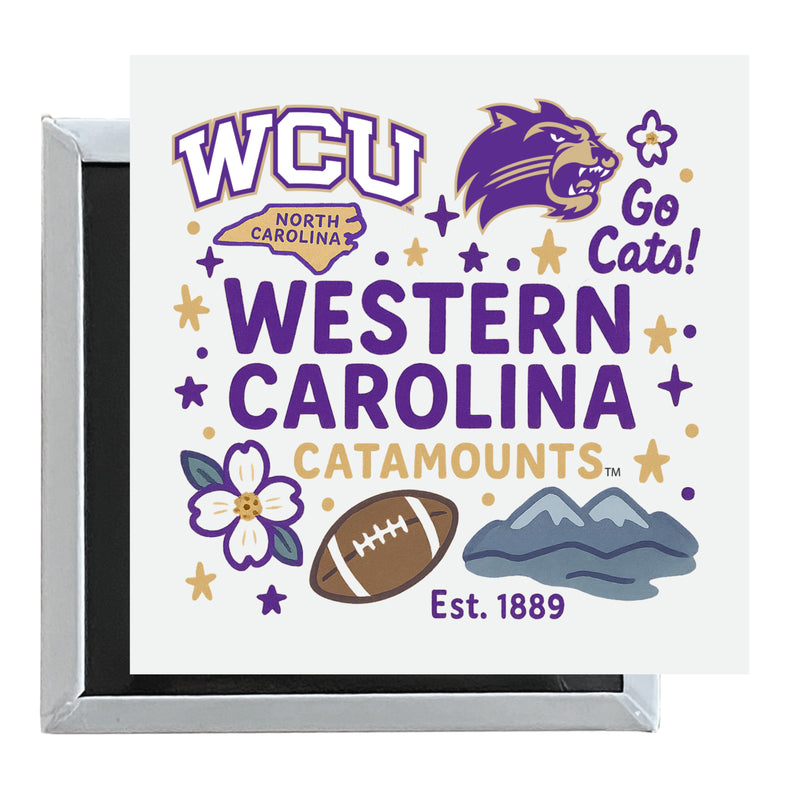 Western Carolina University Officially Licensed 2.5"x 2.5" Fridge Magnet Medley Design 
