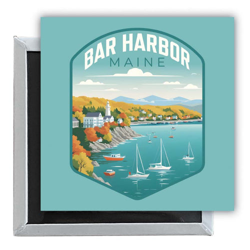 Bar Harbor Maine Design A Souvenir 2.5 x 2.5-Inch Fridge Magnet 4-Pack